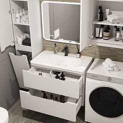 Style Line Мебель для ванной Марелла 80 Люкс Plus антискрейтч подвесная белая матовая – фотография-4